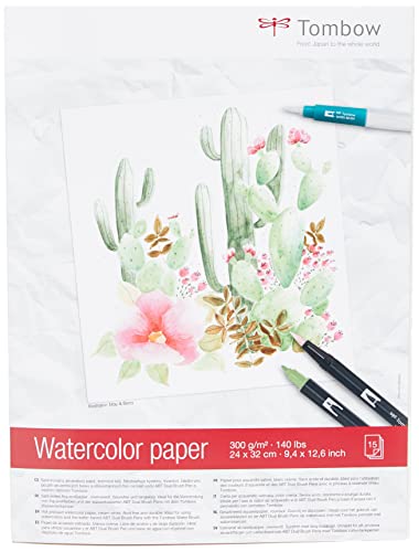 tombow-pb-aqua-aquarellblock-24-x-32-cm-300-g-m-satiniert-cremewei-15-blatt image 5