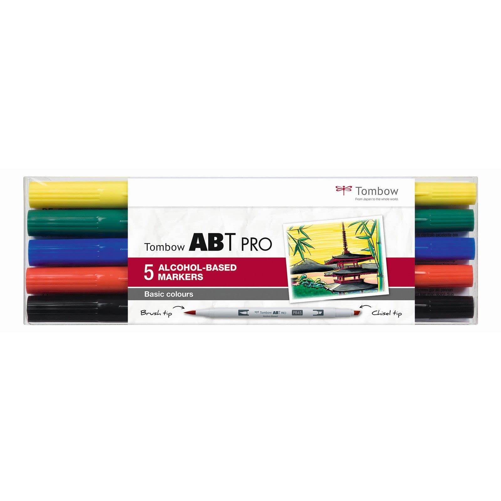 tombow-abt-pro-alkoholmarker-basic-colors-dual-spitze-5er-set image 1