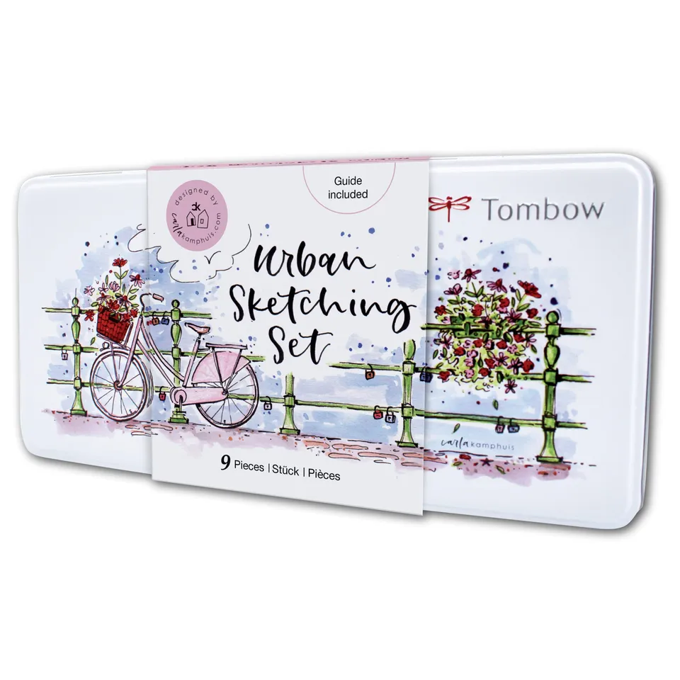 tombow-urban-sketching-set-9-teilig-in-metalldose-abt-dual-brush-pen-abt-pro-iro image 1