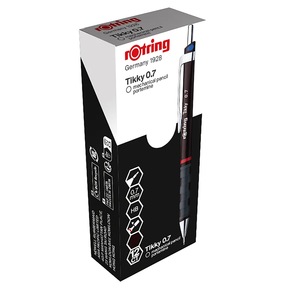 rotring-tikky-druckbleistift-0-7-mm-burgunderrot-feinminenstift-12er-box image 1