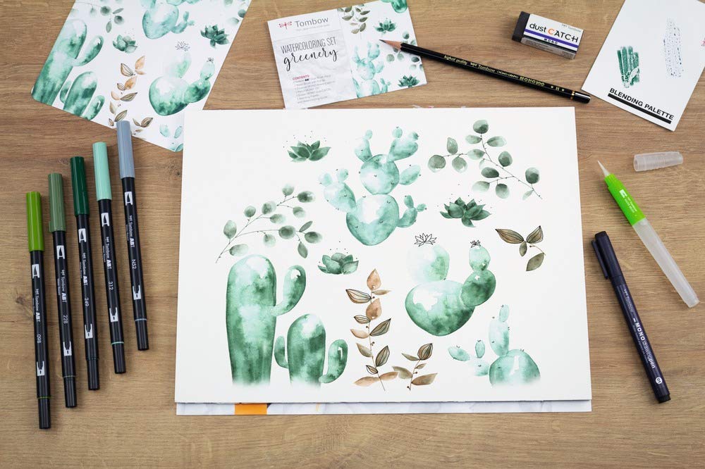 tombow-watercoloring-set-greenery-wcs-gr-9-teiliges-aquarell-set image 2