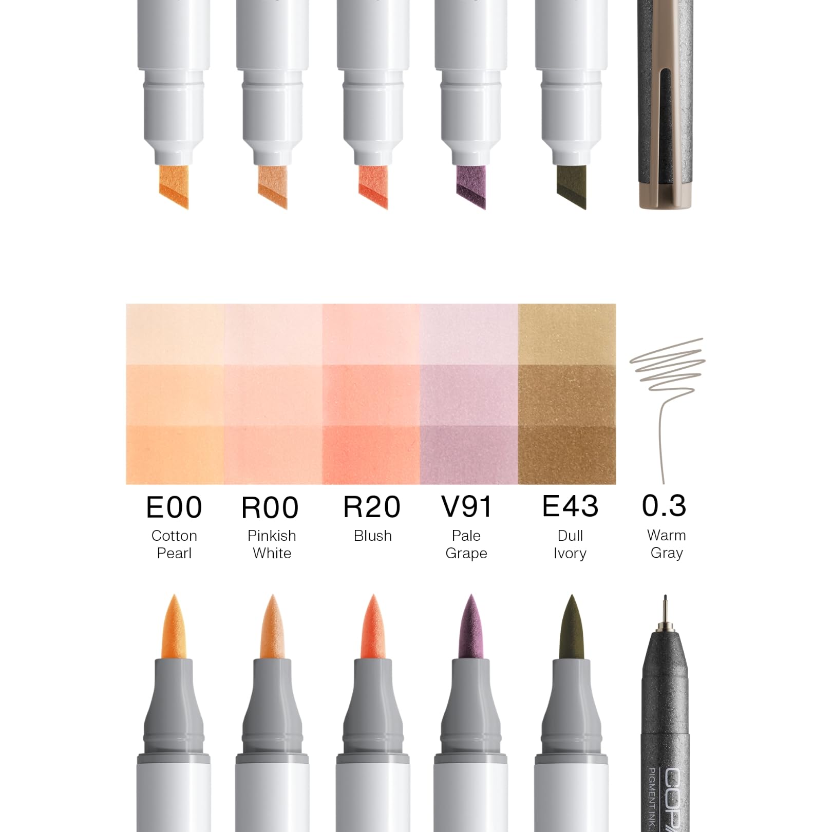 copic-ciao-portrait-set-pastel-elegance-5-pastellmarker-multiliner-0-3-warmgrau image 3