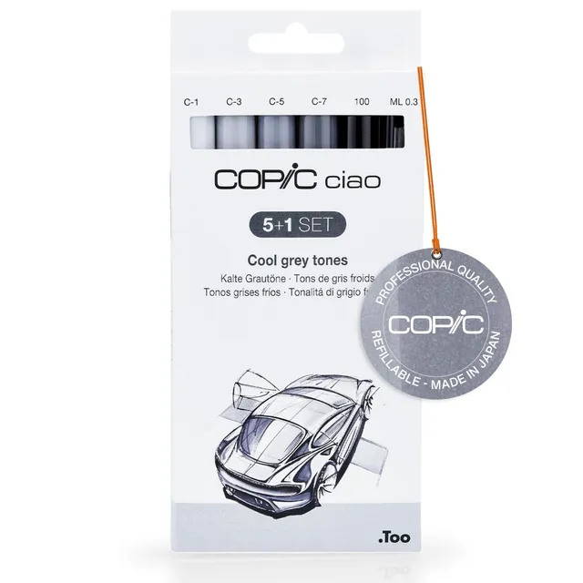 copic-ciao-5-1-set-cold-grey-tones-5-grau-twin-marker-multiliner-black-0-3-mm image 1