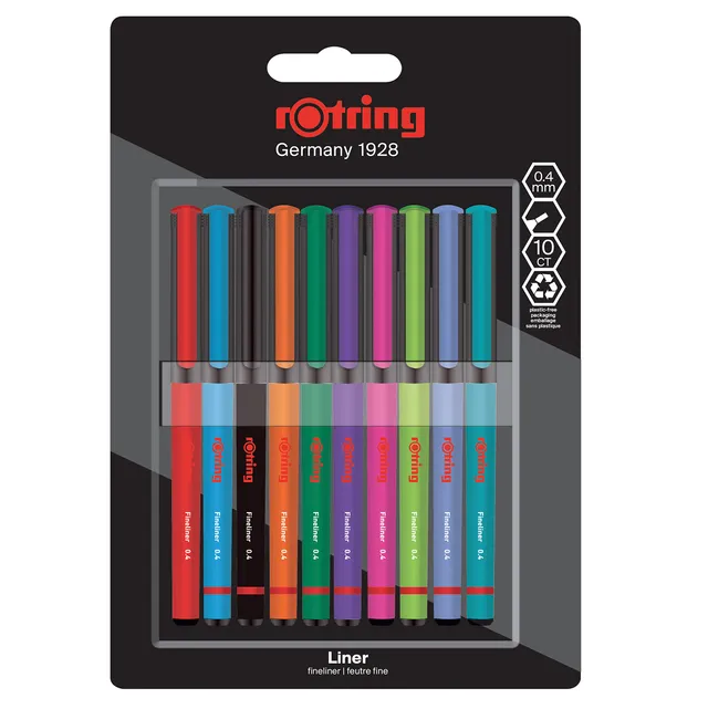 rotring-liner-fineliner-0-4-mm-diverse-farben-10-st-ck image 1