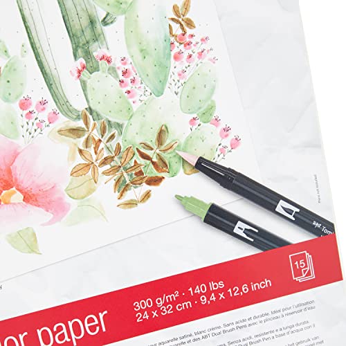 tombow-pb-aqua-aquarellblock-24-x-32-cm-300-g-m-satiniert-cremewei-15-blatt image 8