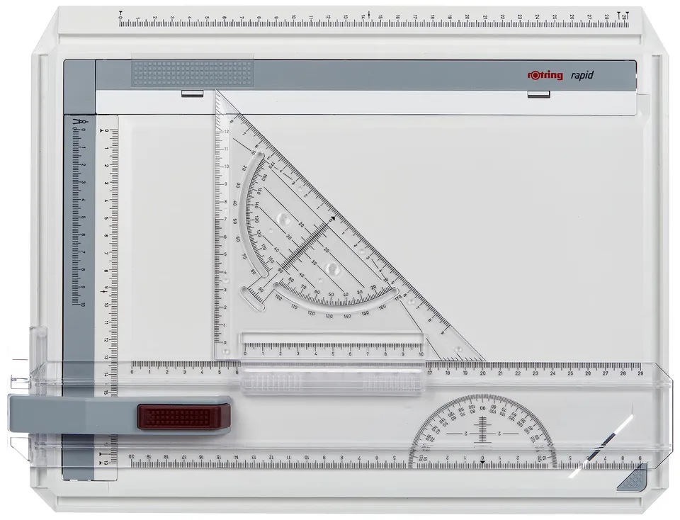 rotring-rapid-a4-zeichenplatte-profi-zeichenbrett-mit-parallellineal-und-winkel image 1