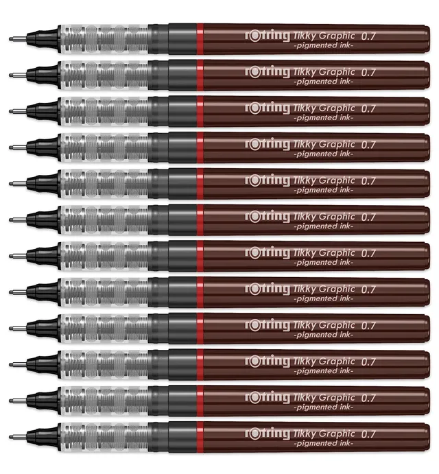 rotring-tikky-grafik-fineliner-0-7-mm-12er-box-schwarze-tinte image 1