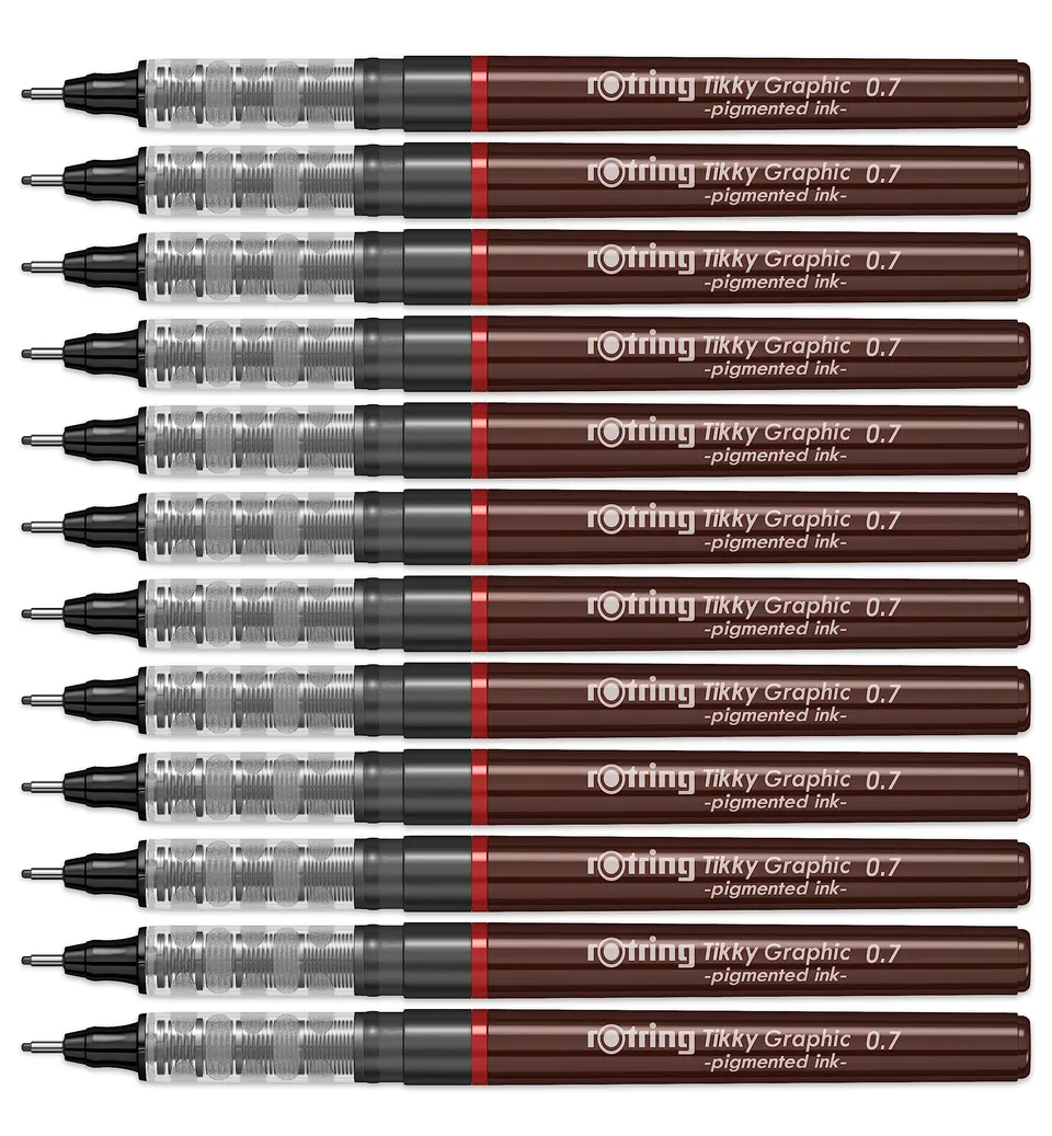 rotring-tikky-grafik-fineliner-0-7-mm-12er-box-schwarze-tinte image 1