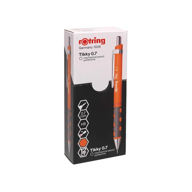 rotring-tikky-druckbleistift-hb-0-7-mm-neonorange-12er-box image 1