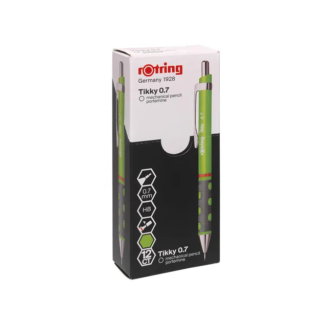 rotring-tikky-druckbleistift-hb-0-7-mm-neongr-n-12er-box image 1