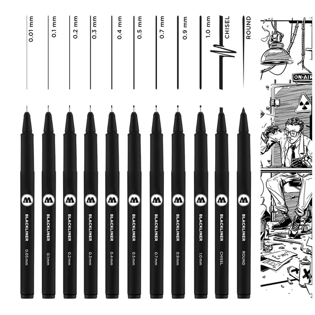 molotow-blackliner-complete-11er-set-schwarz-0-05-1-0-mm-calligraphy-spitzen image 1
