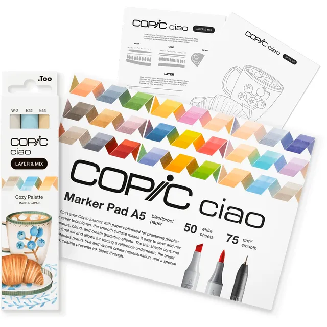 copic-ciao-layer-mix-starter-set-cozy-marker-set-mit-3-farben-a5-markerpad-und-v image 1
