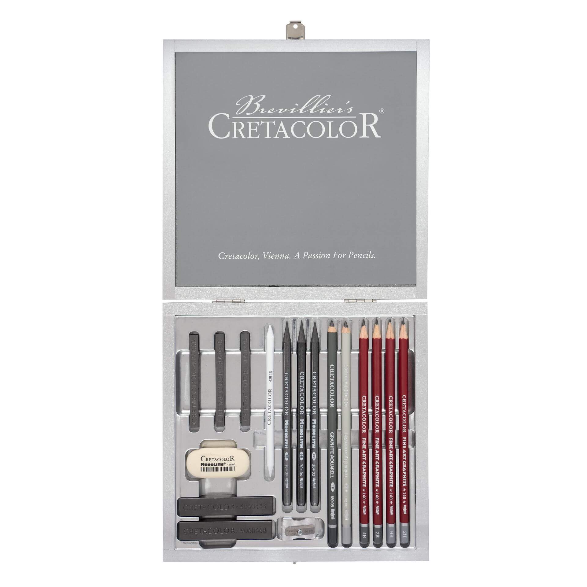 cretacolor-silver-box-monolith-graphit-zeichenset-im-metalletui image 2