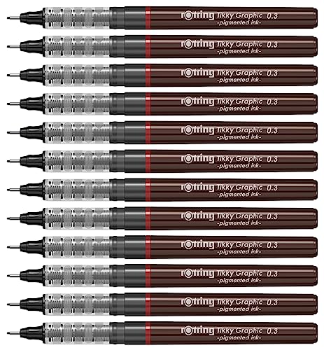 rotring-tikky-grafik-fineliner-0-3-mm-schwarze-tinte-12er-box image 7