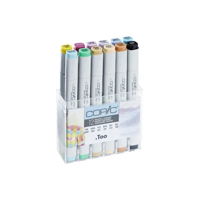 copic-classic-twin-marker-12er-set-pastell-farben-im-acryl-display image 1