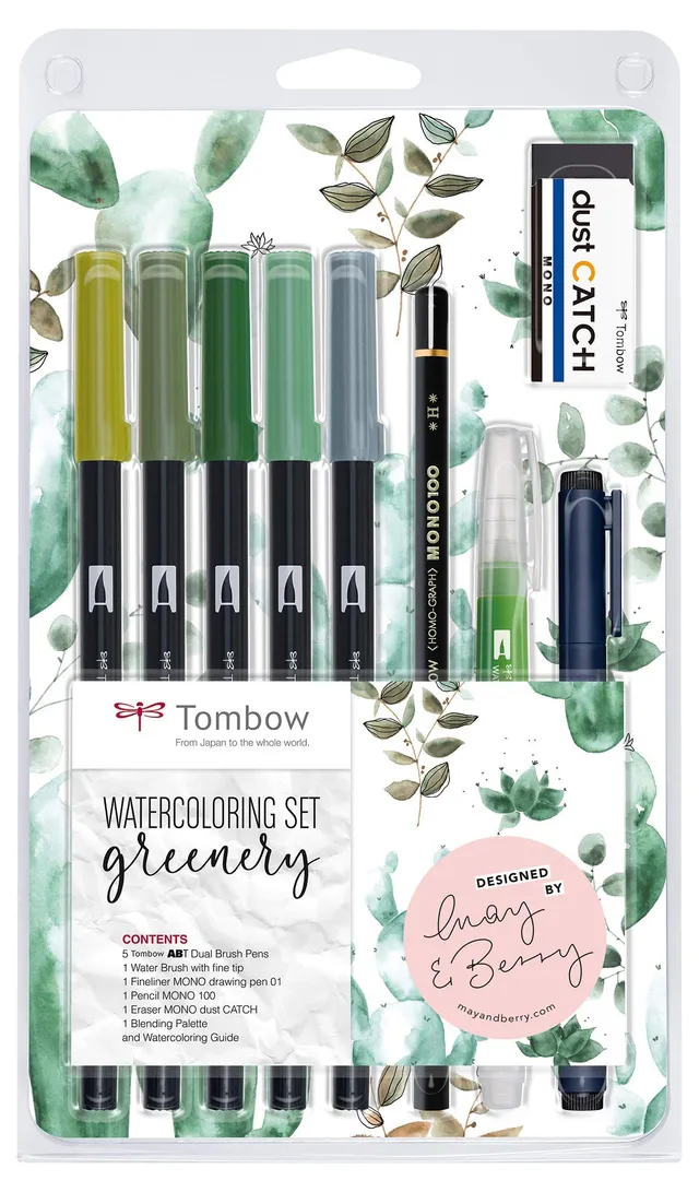 tombow-watercoloring-set-greenery-wcs-gr-9-teiliges-aquarell-set image 1