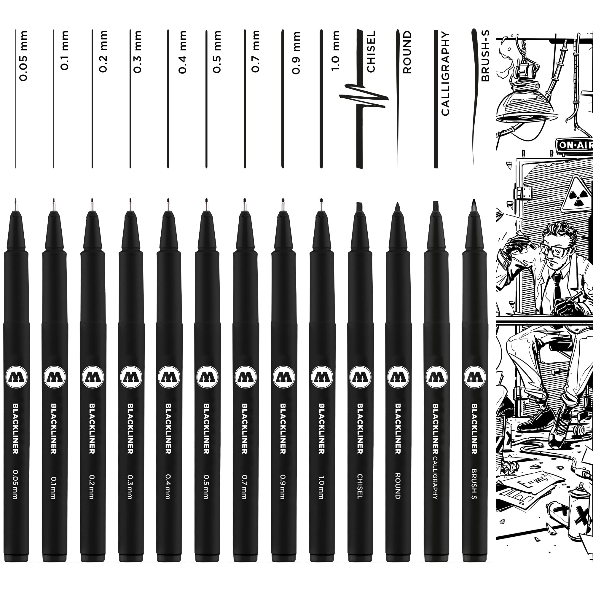 molotow-blackliner-complete-11er-set-schwarz-0-05-1-0-mm-calligraphy-spitzen image 8