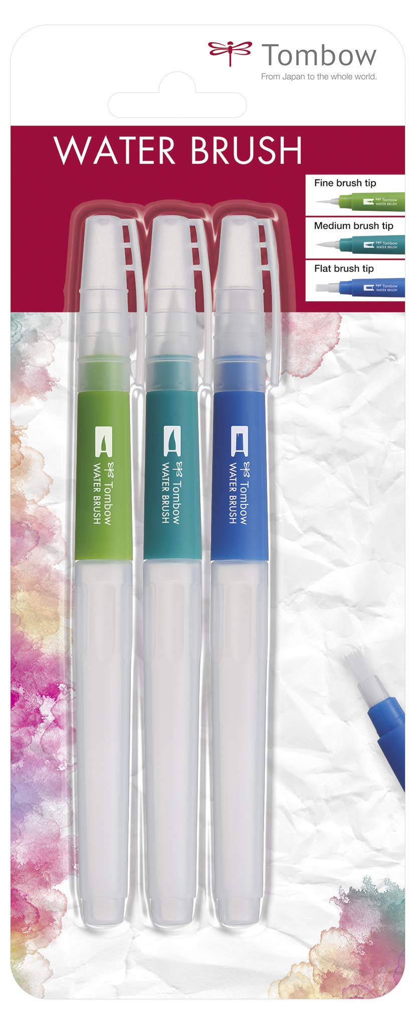 tombow-wassertankpinsel-wb-3p-set-3-teilig-fein-mittel-flach image 1