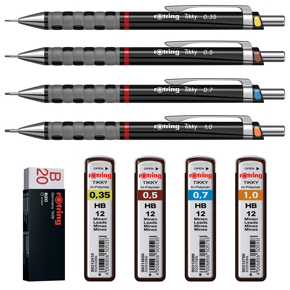 rotring-tikky-feinminenstift-3er-set-0-35-0-5-0-7-mm-mit-hb-minen-und-radierer image 8