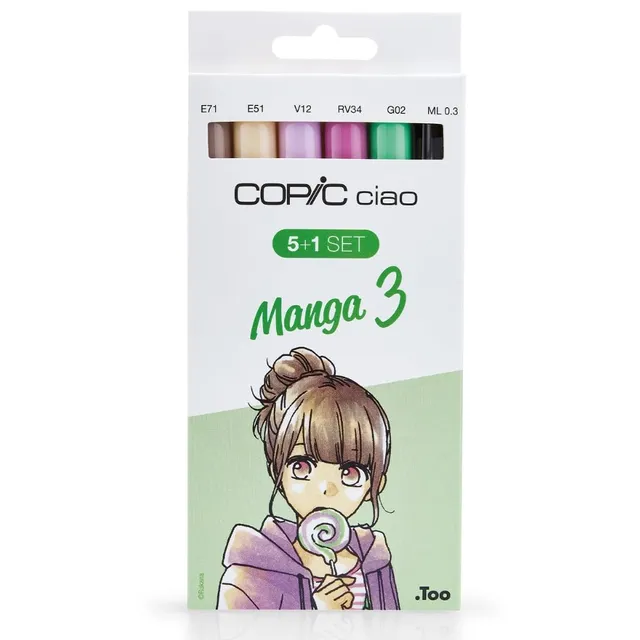 copic-ciao-marker-5-1-set-manga-3-twin-marker-multiliner-0-3-mm image 1