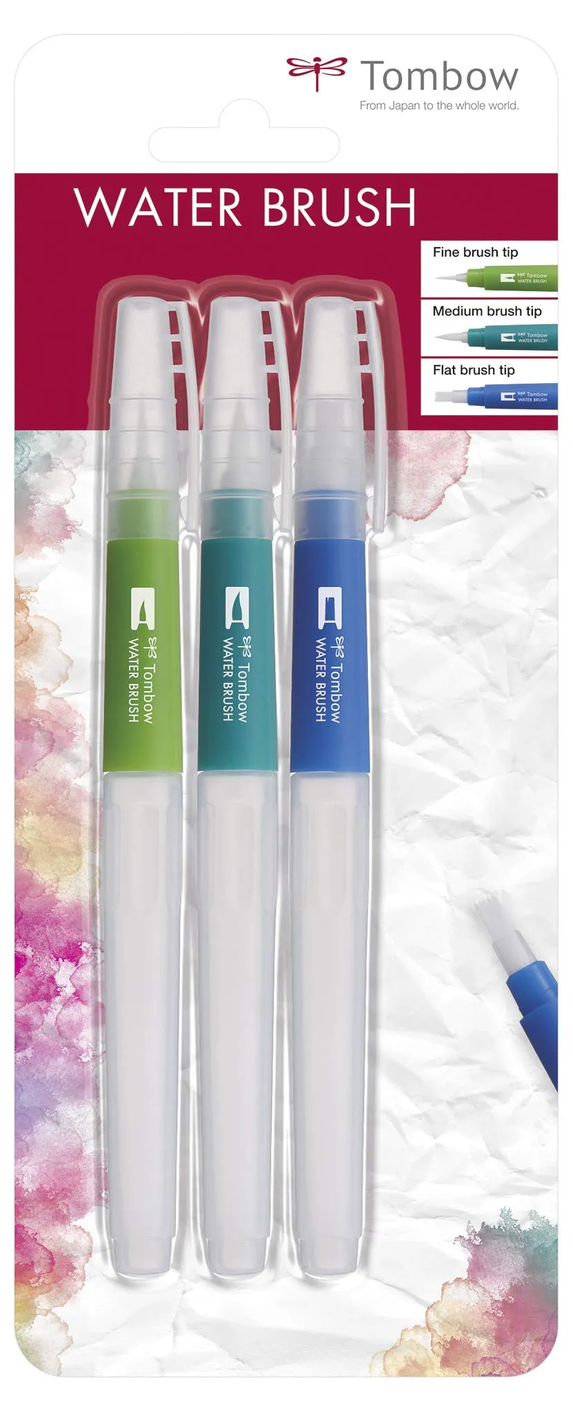tombow-wassertankpinsel-wb-3p-set-3-teilig-fein-mittel-flach image 1
