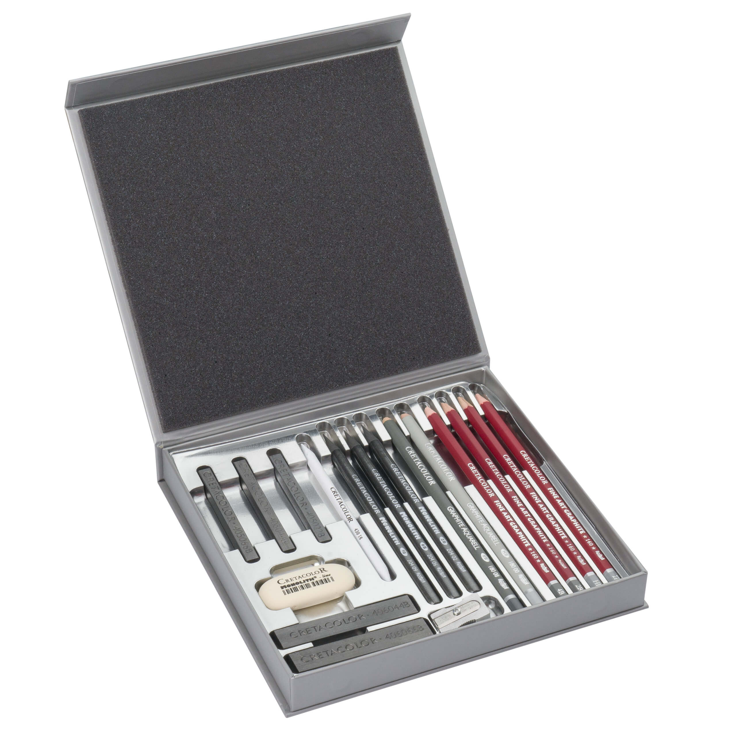 cretacolor-silver-box-geschenke-box-k-nstler-zeichenset-im-metalletui image 1