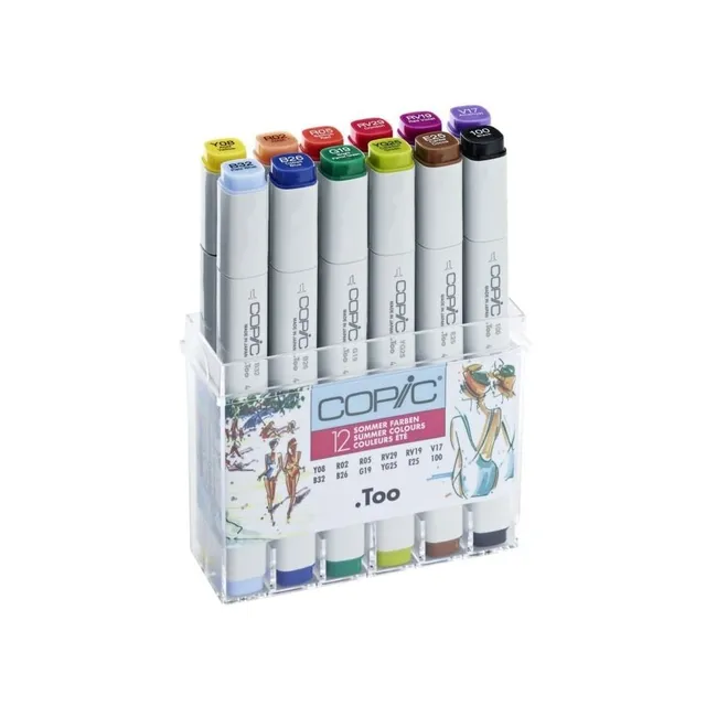 copic-classic-set-sommer-farben-12er-twin-marker-acryl-display image 1