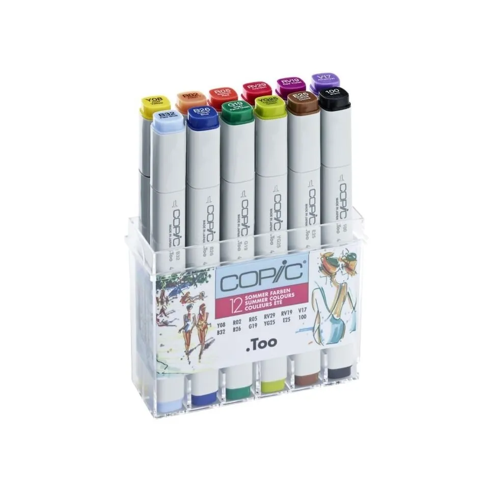 copic-classic-set-sommer-farben-12er-twin-marker-acryl-display image 1