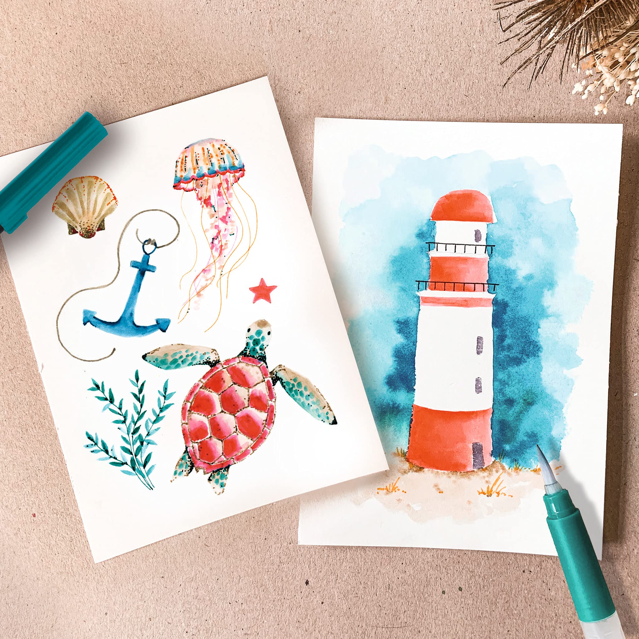 tombow-abt-dual-brush-pen-watercoloring-set-seaside-wcs-sea-aquarell-set-24-teil image 2