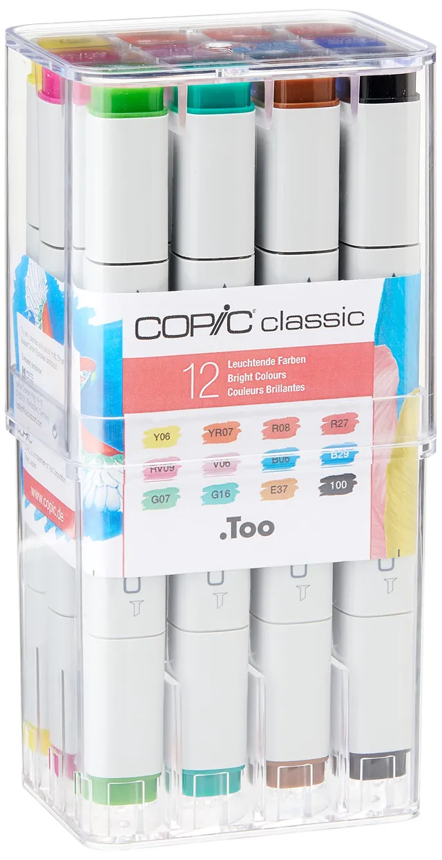 copic-classic-twin-marker-12er-set-leuchtende-farben-im-acryl-display image 1