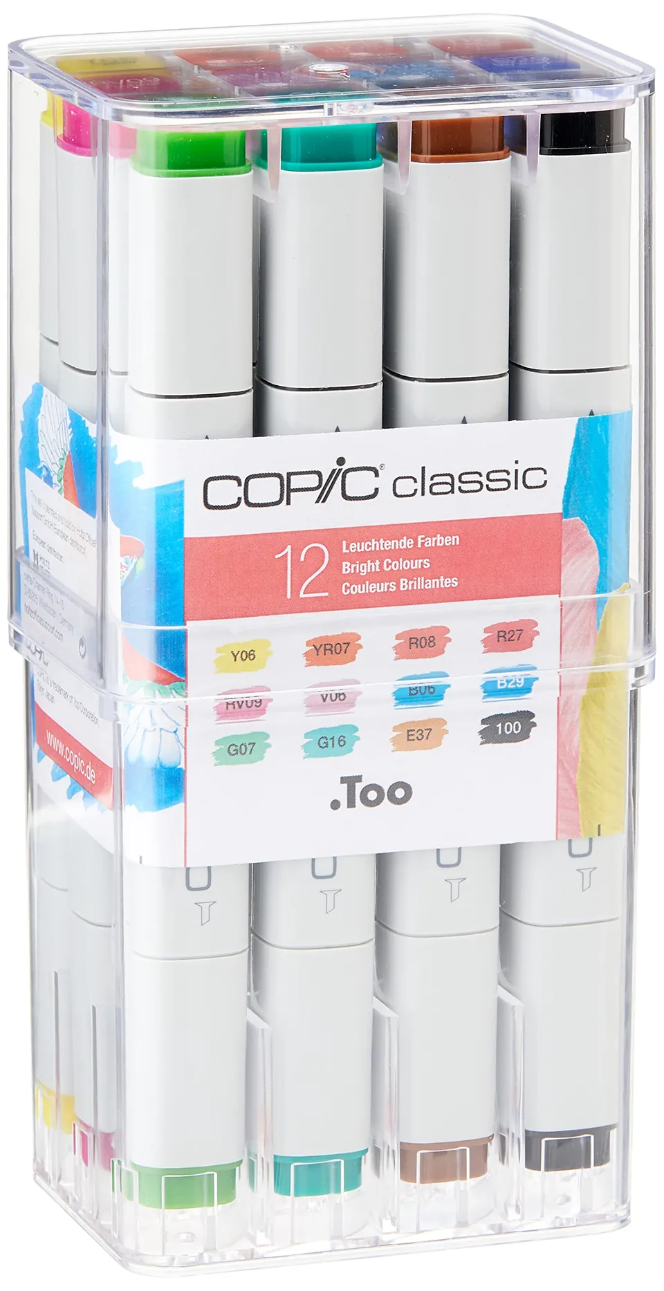 copic-classic-twin-marker-12er-set-leuchtende-farben-im-acryl-display image 1