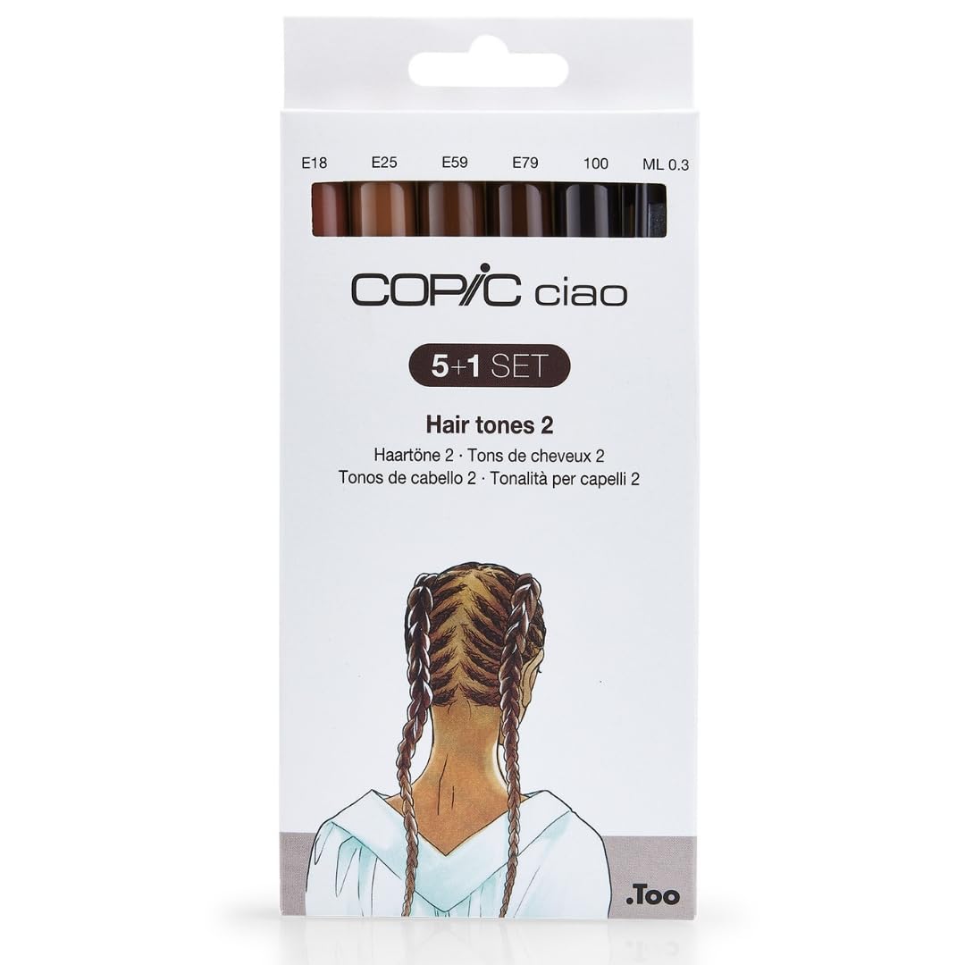 copic-ciao-5-1-set-hair-tones-2-5-twin-marker-multiliner-black-0-3-mm image 1