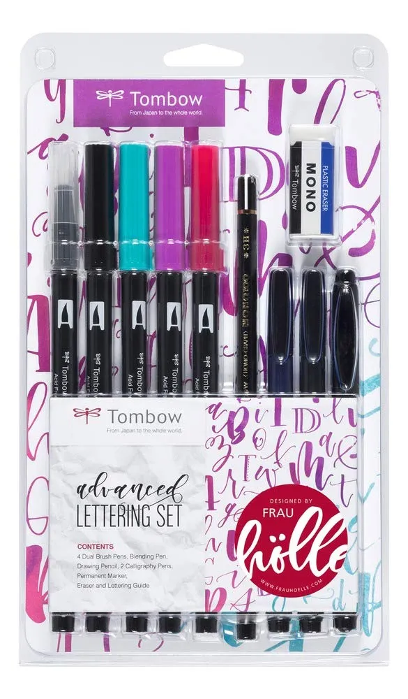 tombow-ls-adv-lettering-set-advanced-9-stifte-radierer-frau-h-lle-edition image 1