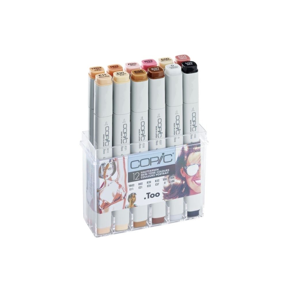 copic-classic-set-portrait-12er-im-acryl-display-twin-marker-hautt-ne image 1