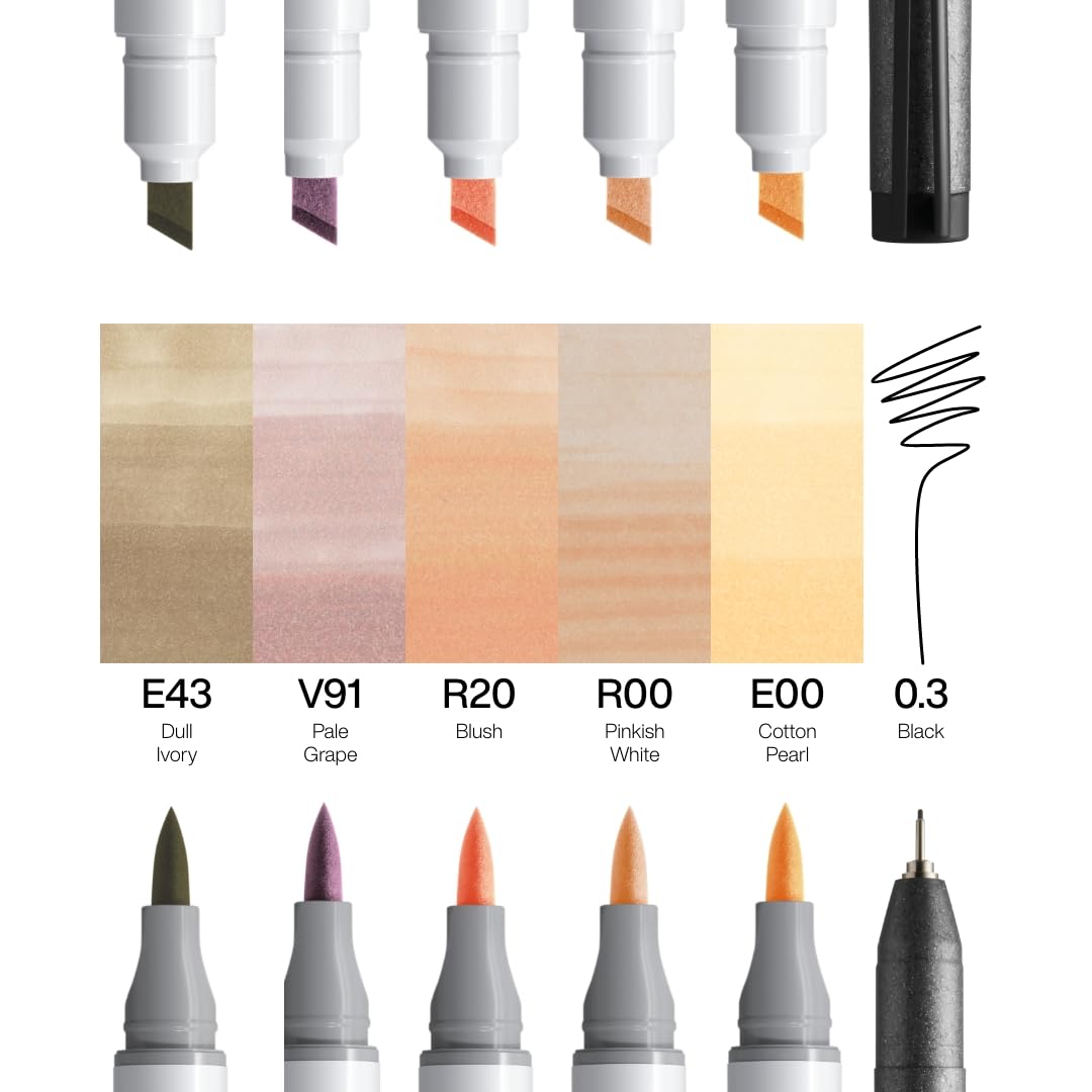 copic-ciao-5-1-set-portrait-colours-1-5-skin-tone-twin-marker-multiliner-0-3-mm image 2