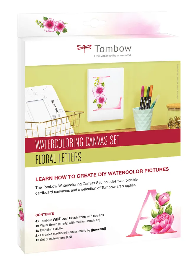 tombow-abt-dual-brush-pen-canvas-set-florale-buchstaben-watercoloring image 1