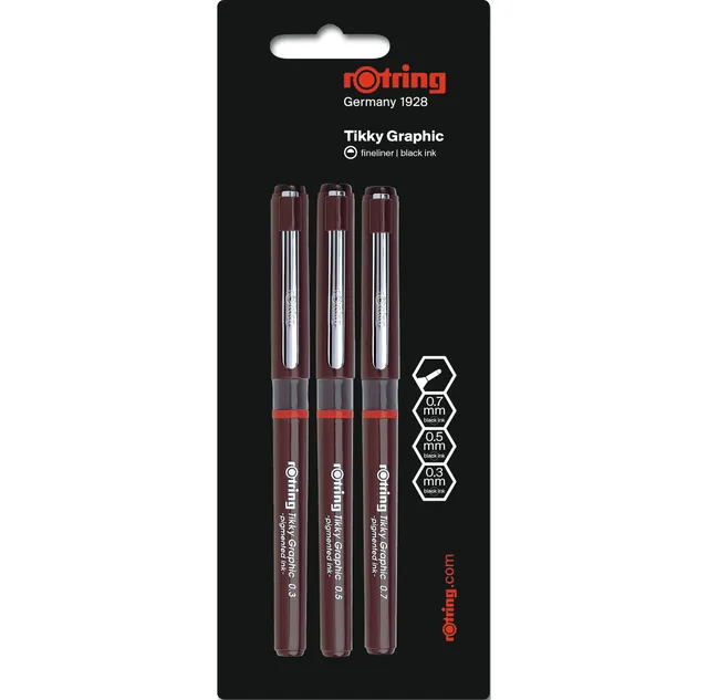 rotring-tikky-grafik-fineliner-stifteset-0-3-mm-0-5-mm-0-7-mm-3-st-ck-schwarz image 1