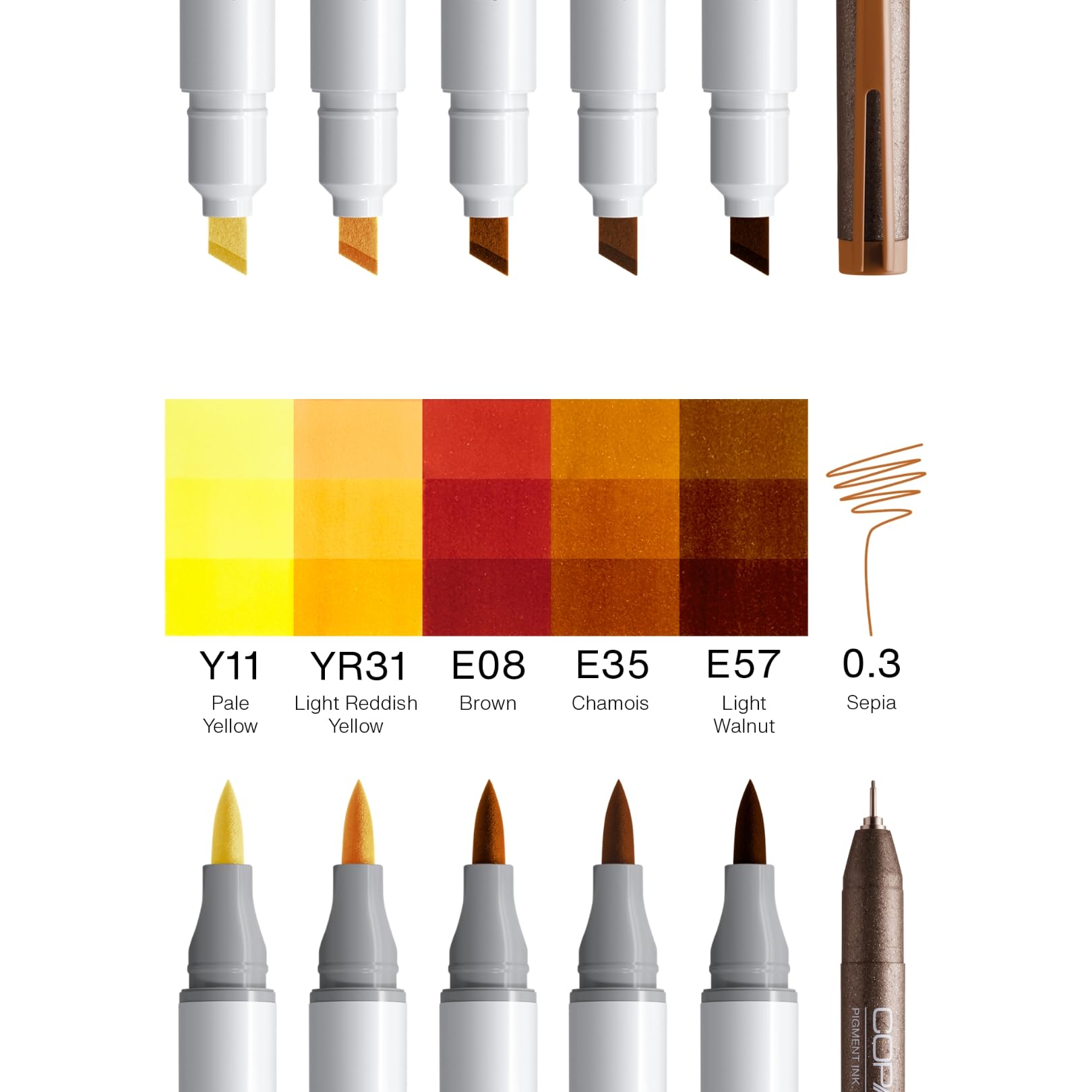 copic-ciao-portrait-set-golden-grace-5-gold-und-braunt-ne-multiliner-0-3-sepia image 2