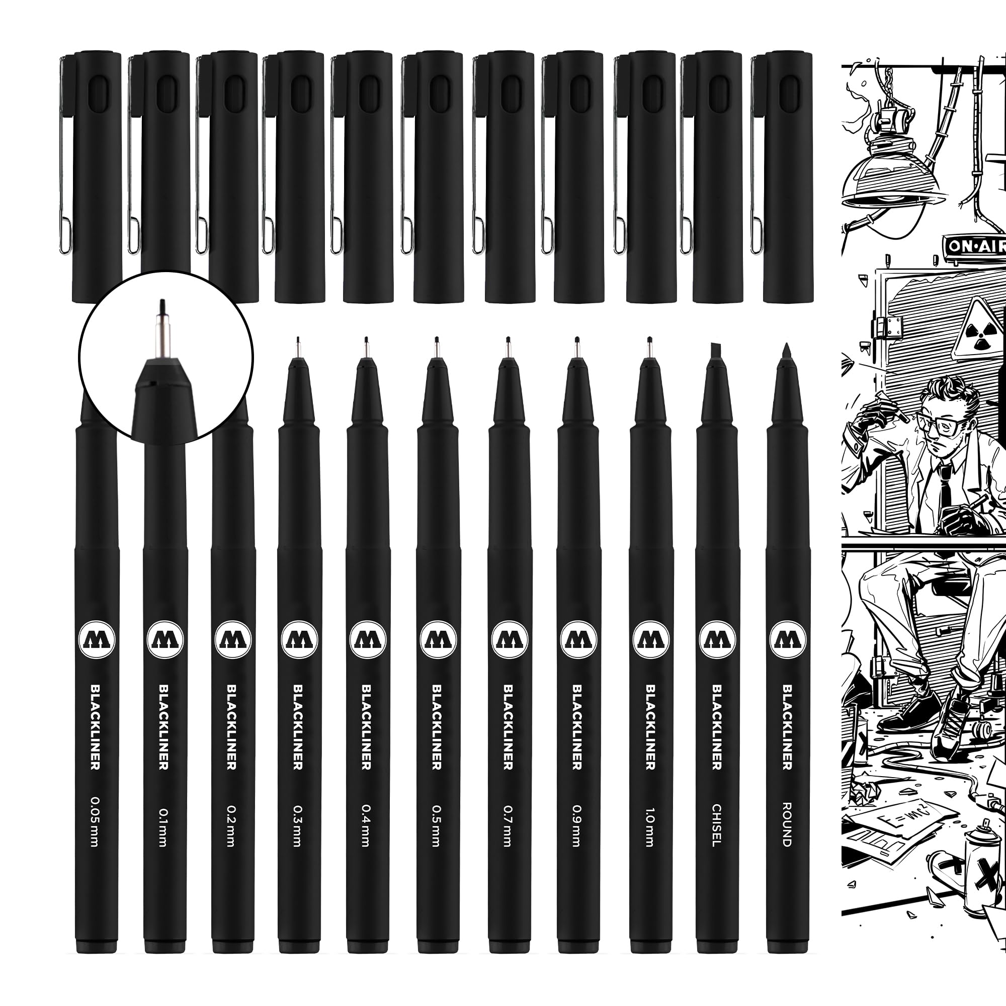 molotow-blackliner-complete-11er-set-schwarz-0-05-1-0-mm-calligraphy-spitzen image 3