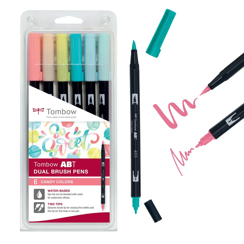 tombow-abt-dual-brush-pen-candy-colours-6er-set-pinsel-und-feinspitze image 1