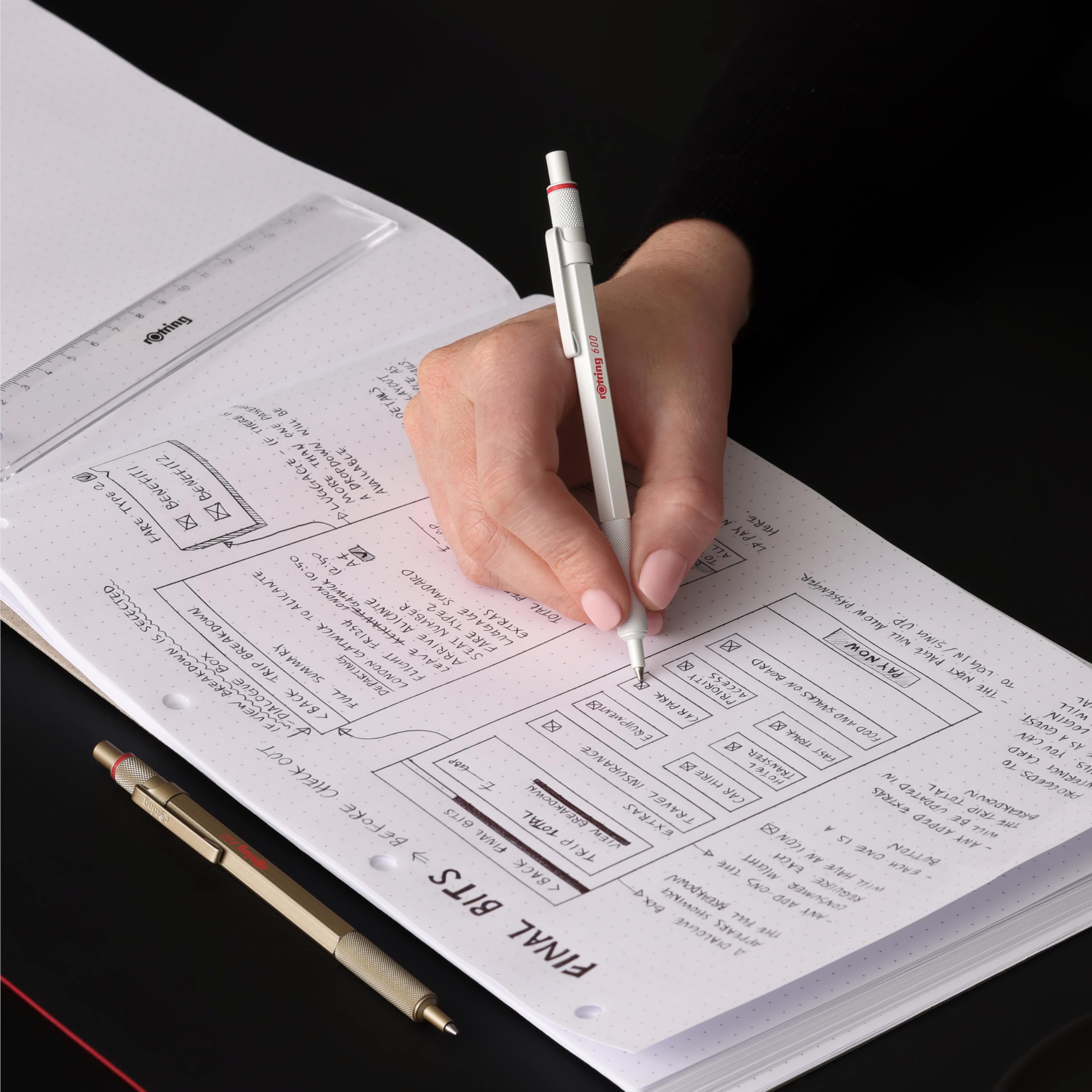 rotring-600-kugelschreiber-perlwei-mittlere-spitze-schwarze-tinte image 2