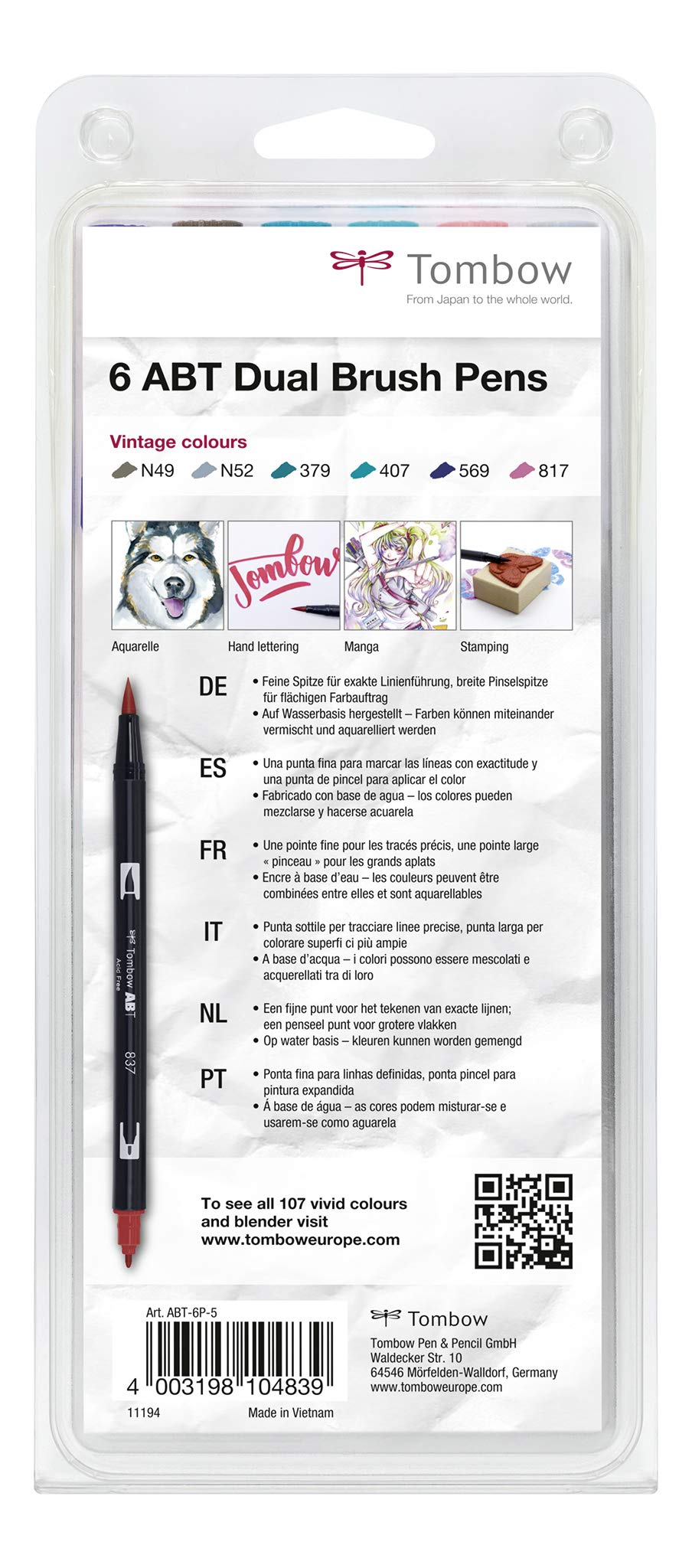 tombow-abt-dual-brush-pen-vintage-colours-6er-set image 3