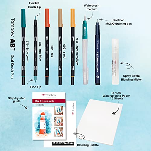 tombow-abt-dual-brush-pen-watercoloring-set-seaside-wcs-sea-aquarell-set-24-teil image 6