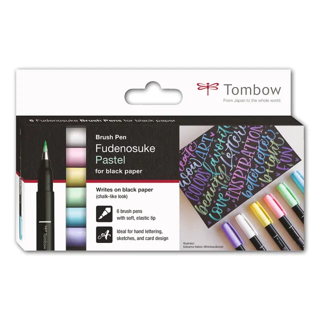 tombow-fudenosuke-pastel-6er-set-ws-bs-6p-f-r-schwarzes-papier image 1