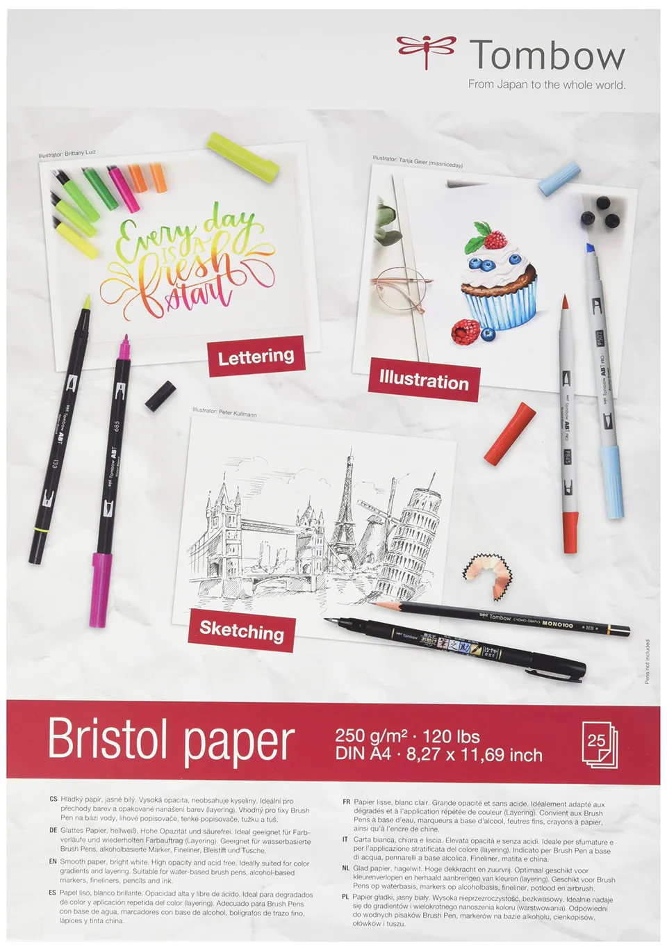 tombow-pb-mark-zeichenblock-bristol-a4-250-g-m-hellwei-25-blatt image 1