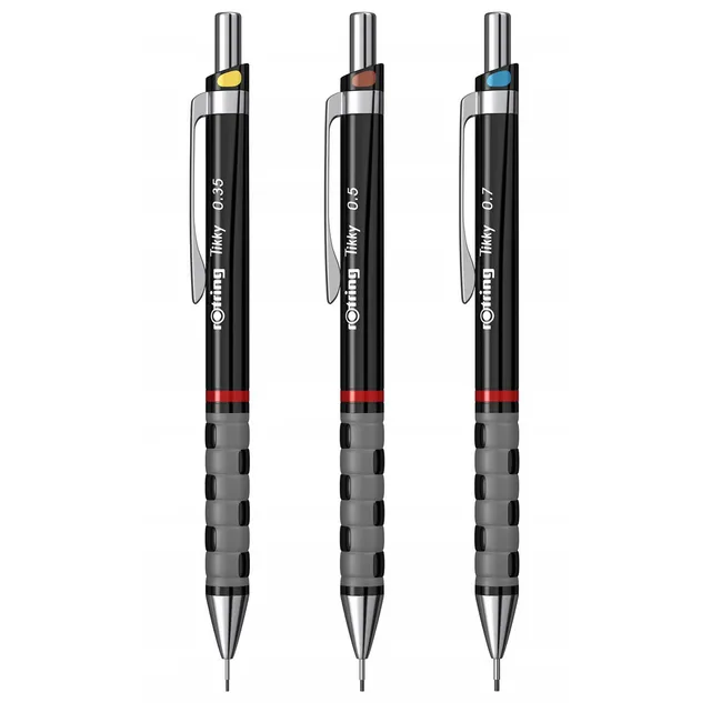 rotring-tikky-druckbleistift-set-0-35-0-5-0-7-mm-schwarz-3-teilig image 1