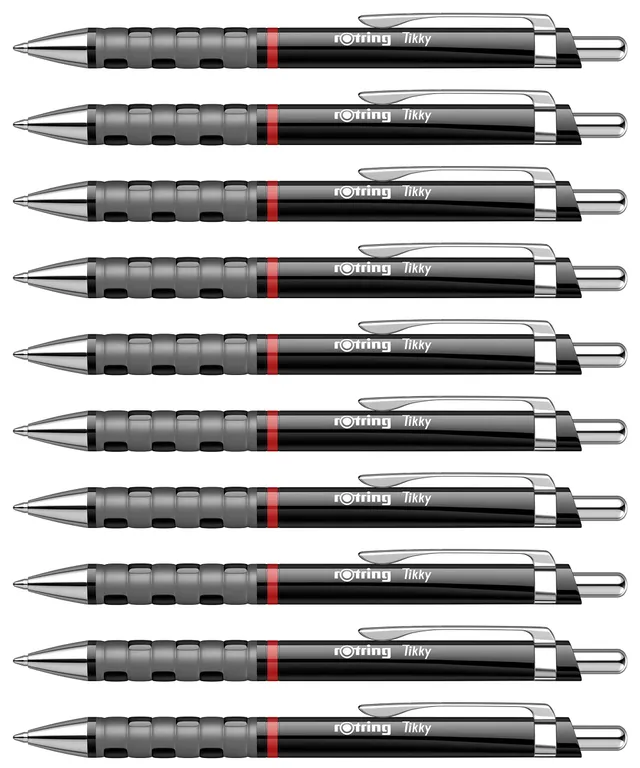 rotring-tikky-kugelschreiber-blau-1-0-mm-12-st-ck-schwarzer-schaft image 1
