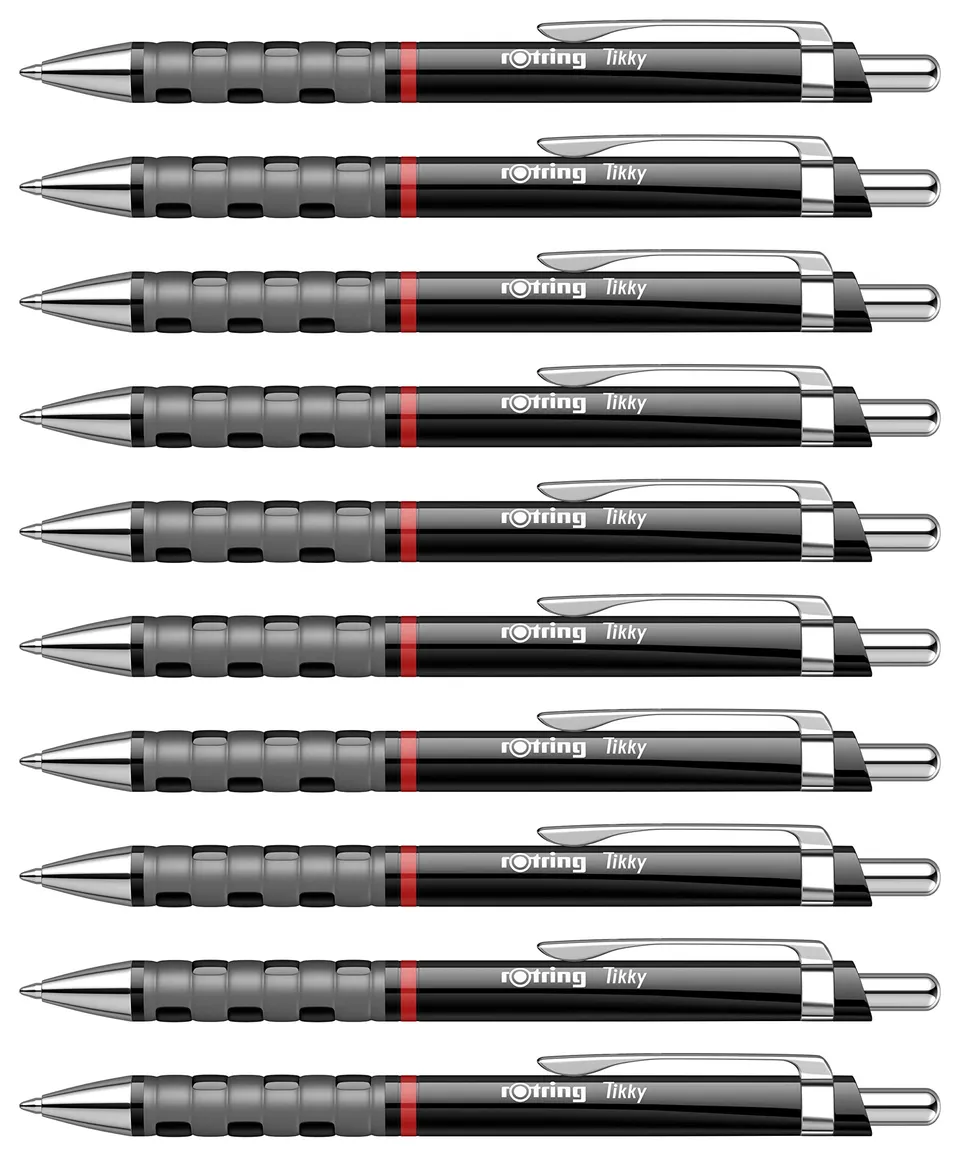 rotring-tikky-kugelschreiber-blau-1-0-mm-12-st-ck-schwarzer-schaft image 1