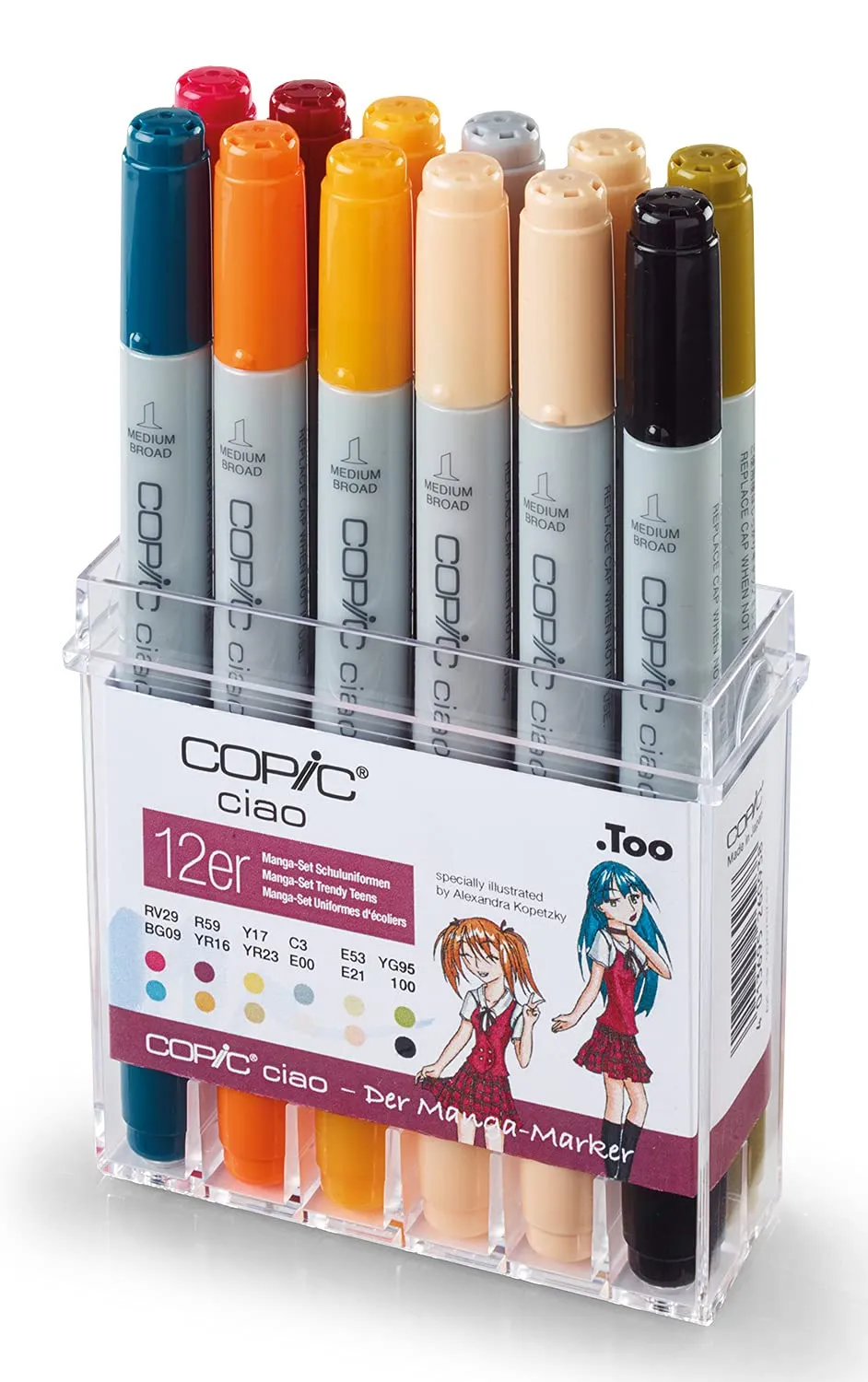 copic-ciao-marker-12er-manga-set-schuluniformen-twin-marker-im-acryl-display image 1