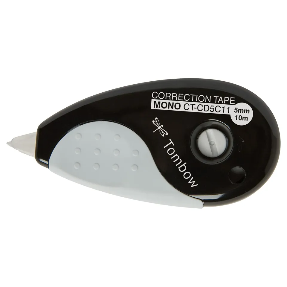 tombow-mono-grip-ct-cd5c11-korrekturroller-5-mm-x-10-m-schwarz-grau image 1